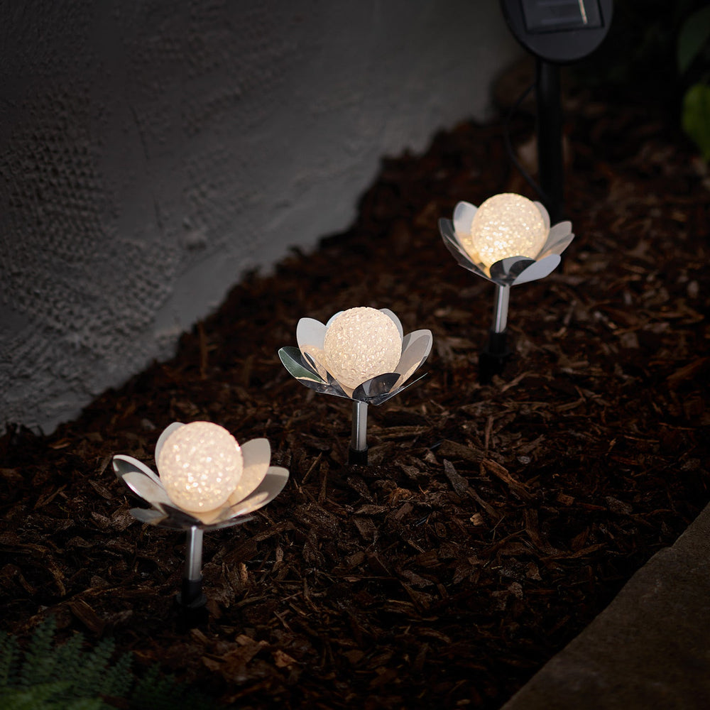 3 Lotus Flower Solar Stake Lights