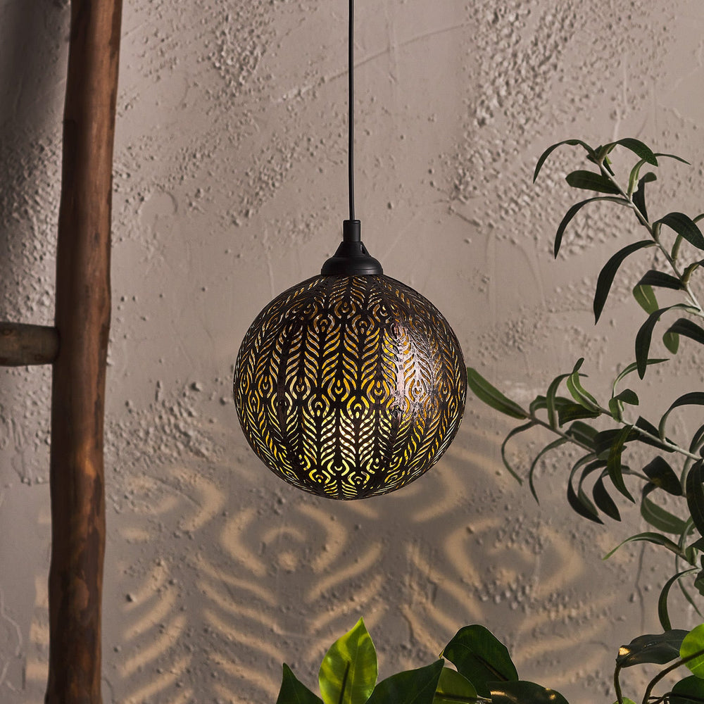 Bronze Orb Solar Outdoor Pendant Light
