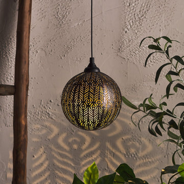 Bronze Orb Solar Outdoor Pendant Light