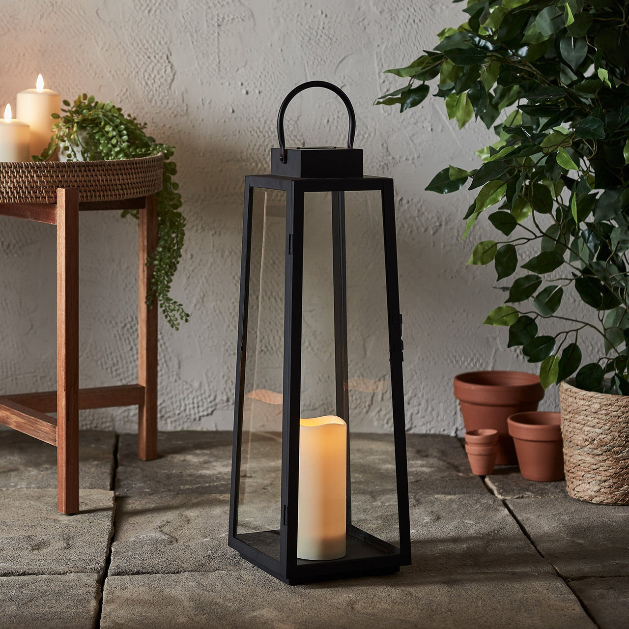 Eliza Large Trapeze Black Solar Lantern
