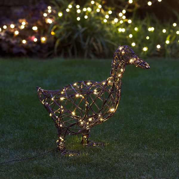 Rattan Duck & Pheasant Figure Solar Lights