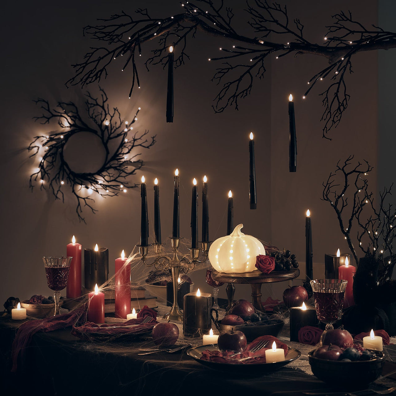 8 TruGlow® Black Dripping Wax LED Taper Candles With Remote Control