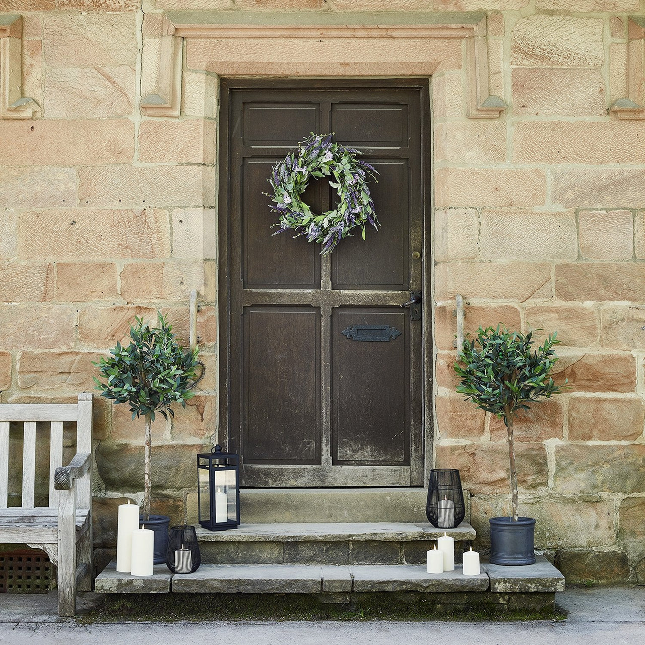 45cm Lavender Wreath Micro Light Bundle