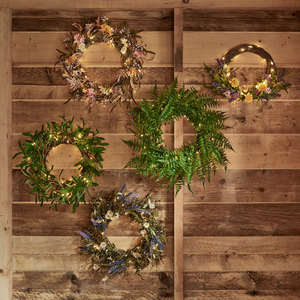 50cm Fern Spring Wreath Micro Light Bundle