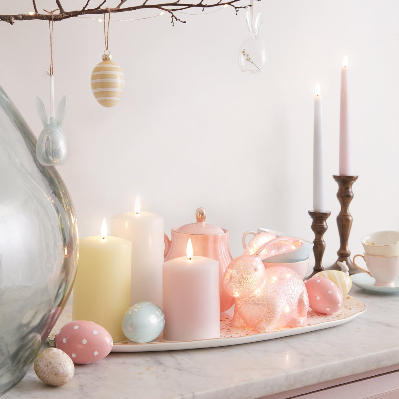 6 Pastel Glass Bunny Easter Decorations