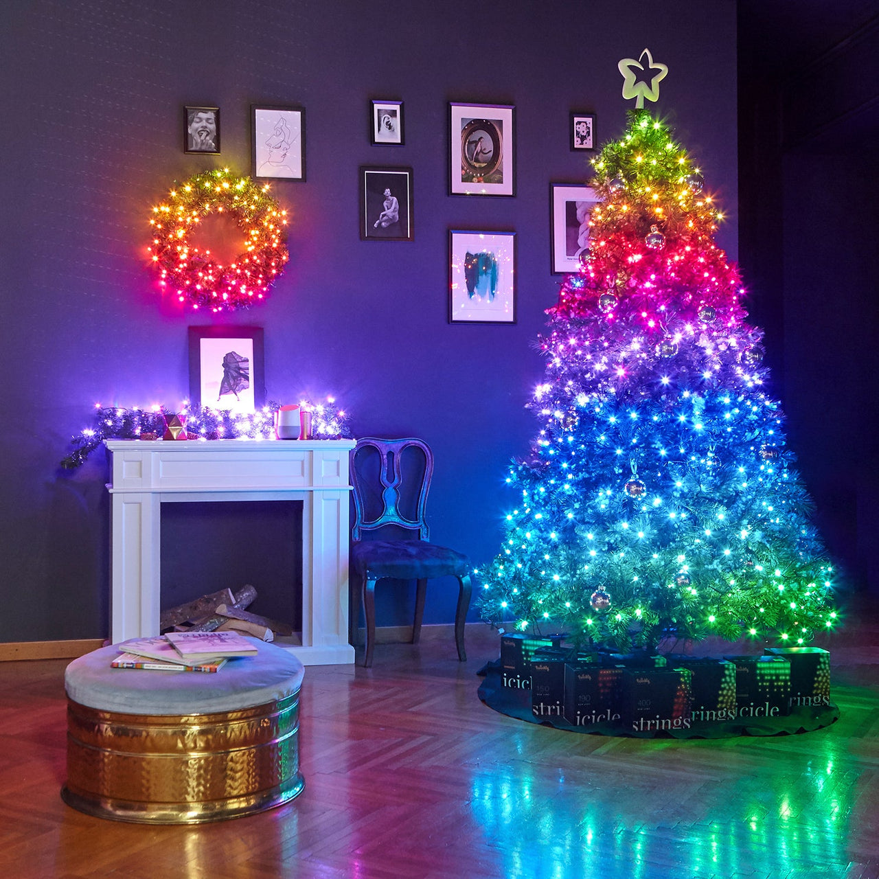 48m 600 LED Twinkly Smart App Controlled String Lights Multi Coloured With Music Device