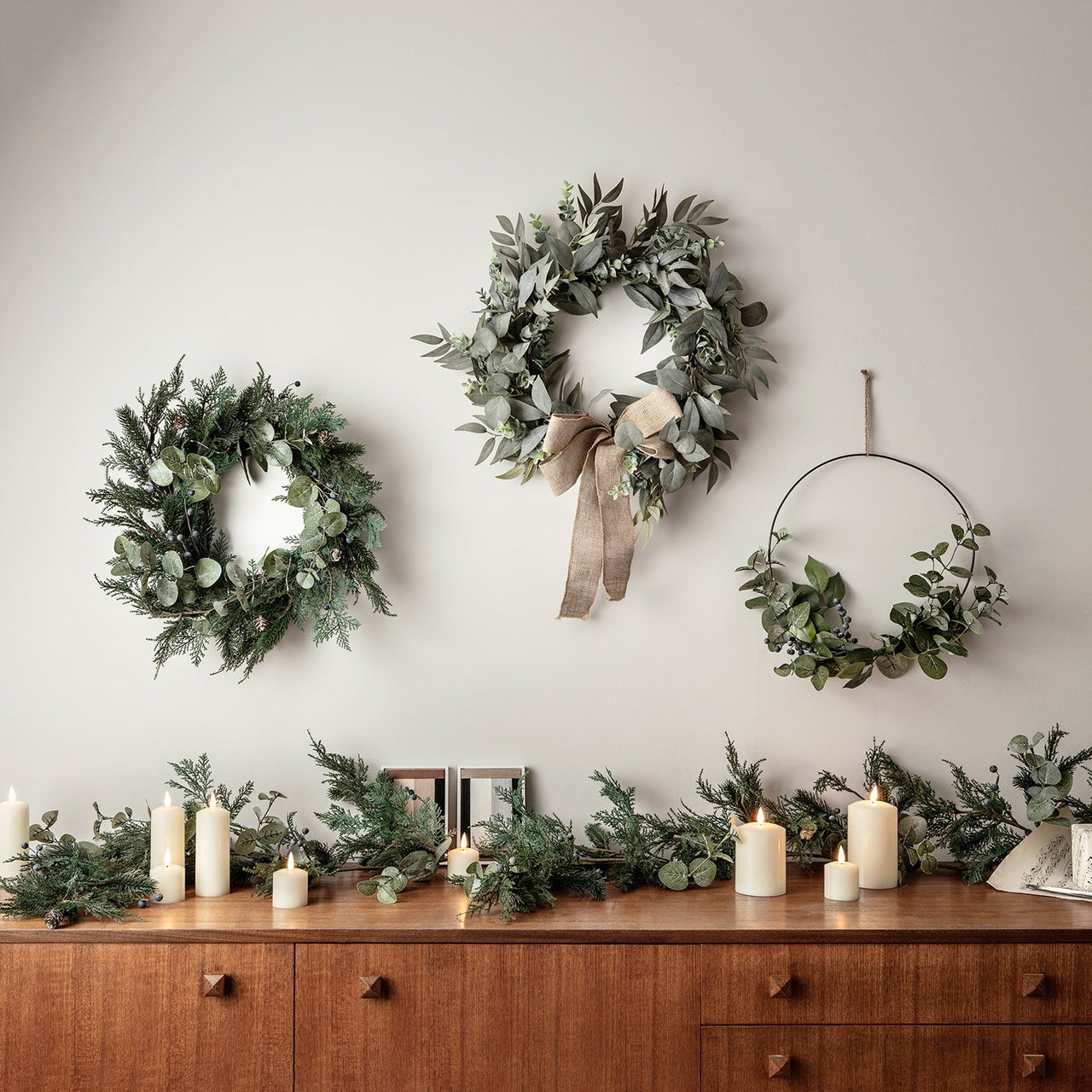 40cm Frosted Berry and Pinecone Christmas Wreath