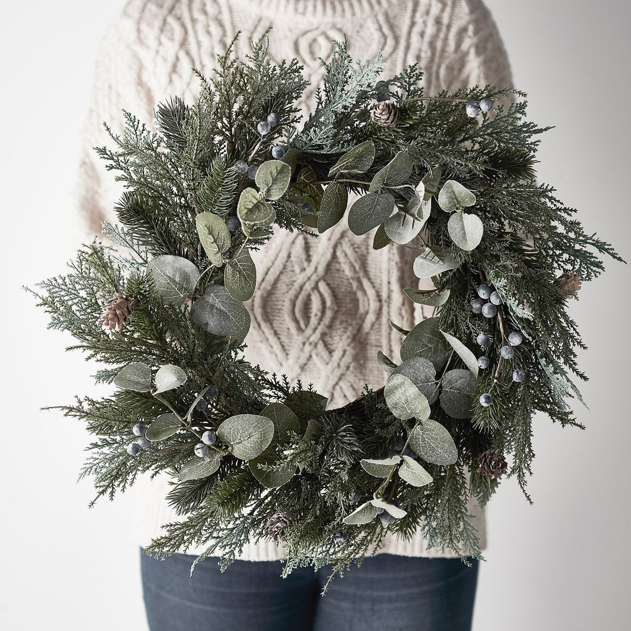 40cm Frosted Berry and Pinecone Christmas Wreath
