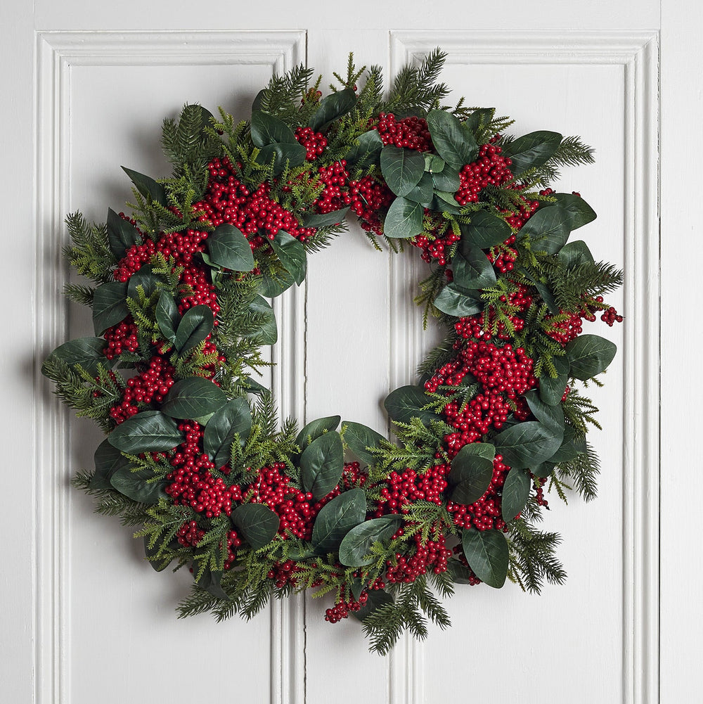 50cm Pre Lit Red Berry Christmas Wreath