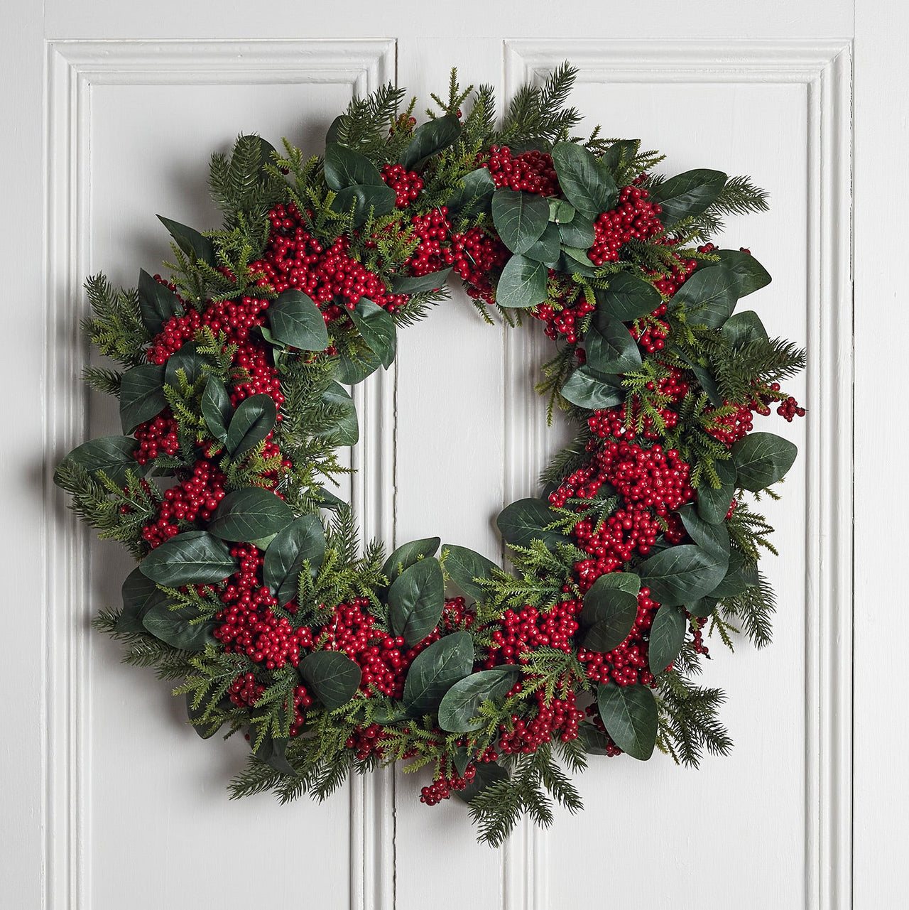 50cm Pre Lit Red Berry Christmas Wreath