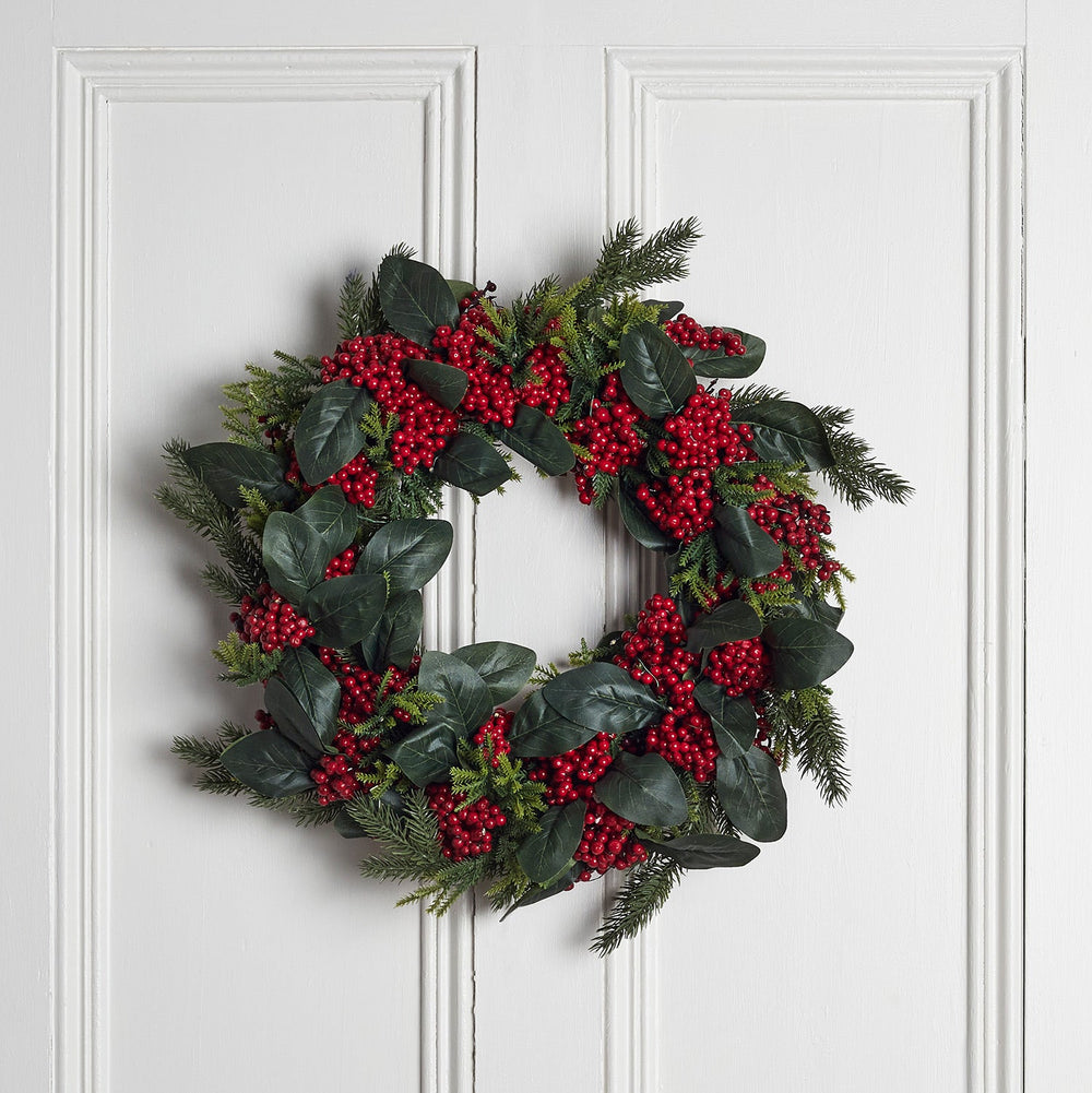50cm Pre Lit Red Berry Christmas Wreath