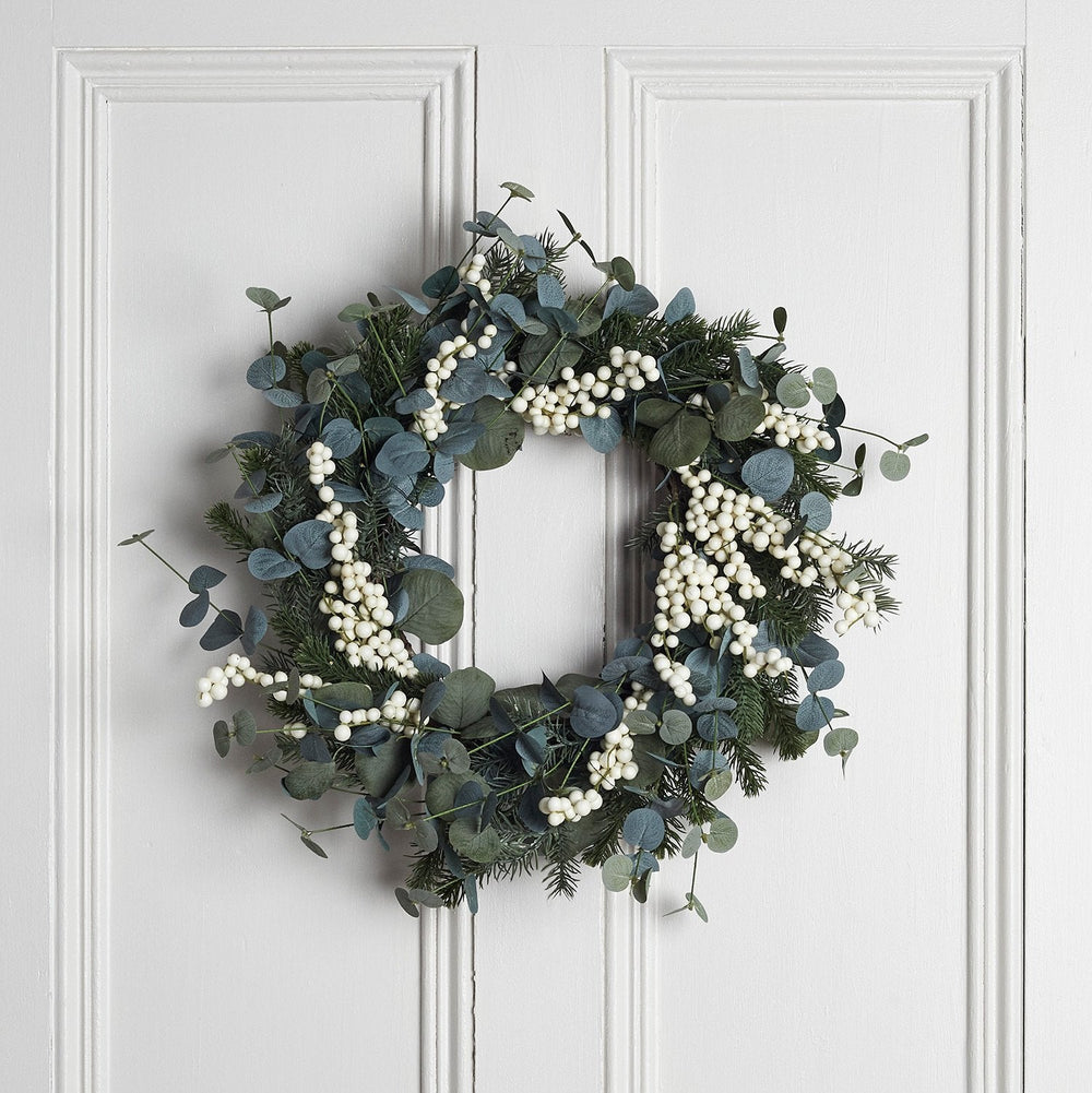40cm Eucalyptus Advent Wreath & Slim Ivory  TruGlow® Candle Table Decoration