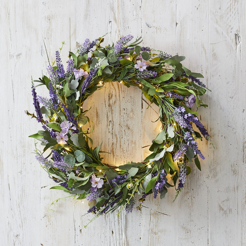45cm Lavender Wreath Micro Light Bundle