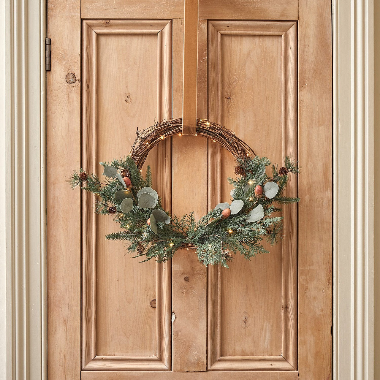 45cm Acorn Half Christmas Wreath Micro Light Bundle
