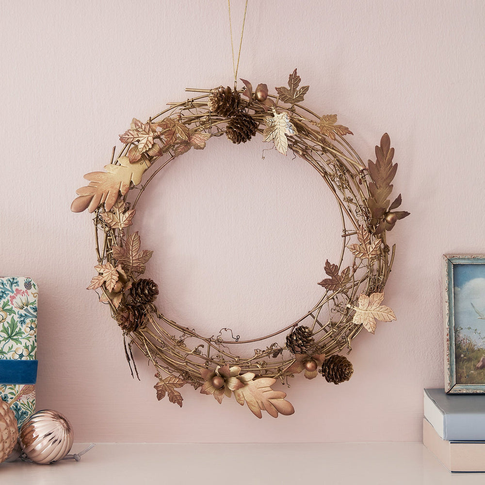 33cm Gold Leaf Christmas Wreath