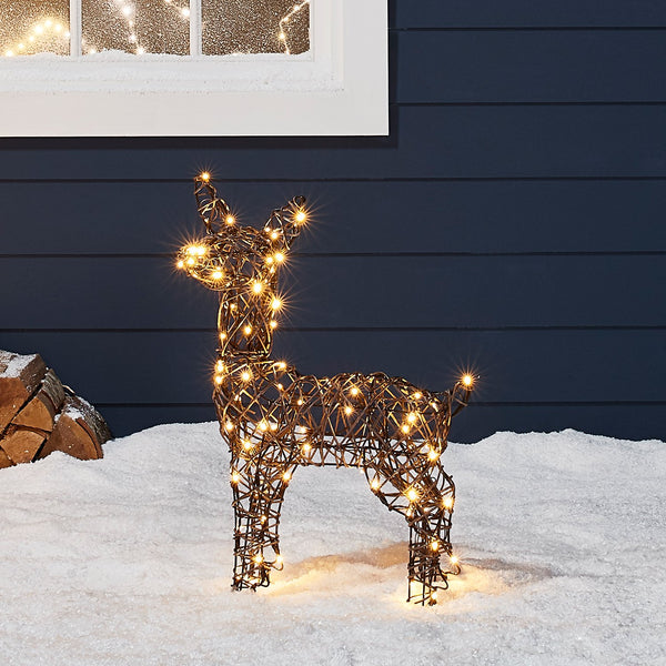 Studley Rattan Light Up Reindeer Family 24v